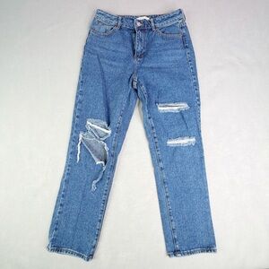 PacSun Los Angeles Women's Blue High Rise Distressed Mom Jeans Size 27 Grunge